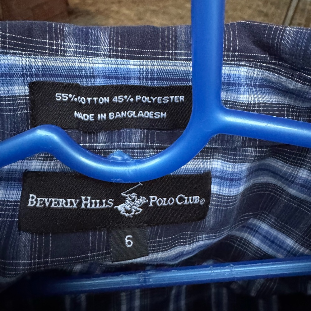 Boys Blue Plaid Button-Up Shirt - Picture 4 of 4